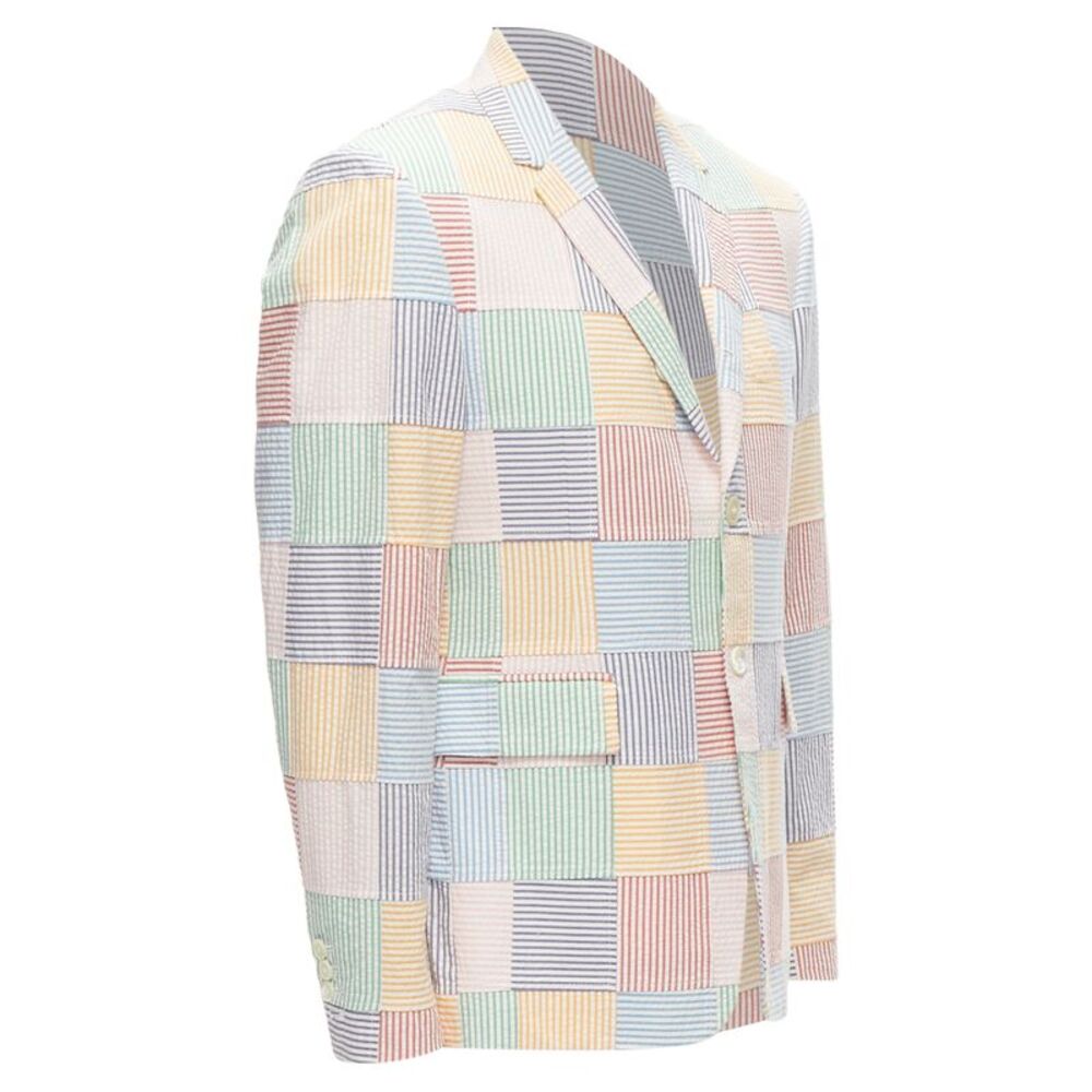 Thom E Colourful Stripes Patchwork Seersucker But… - image 3